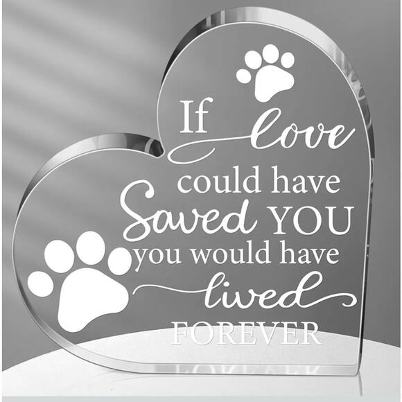 Pet Memorial Heart Plaque – Acrylic Keepsake with Paw Print & Loving Quote - Picture 1 of 3